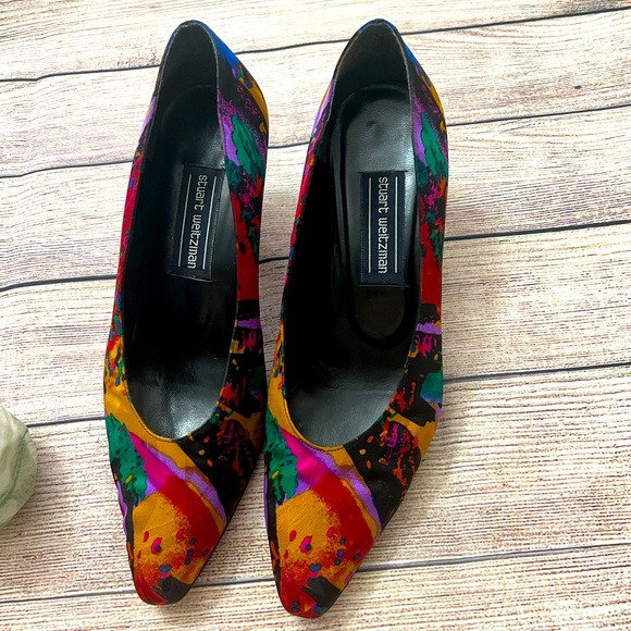 STUART WEITZMAN VINTAGE ‘80s multicolored heels Size 9 - Picture 3 of 11